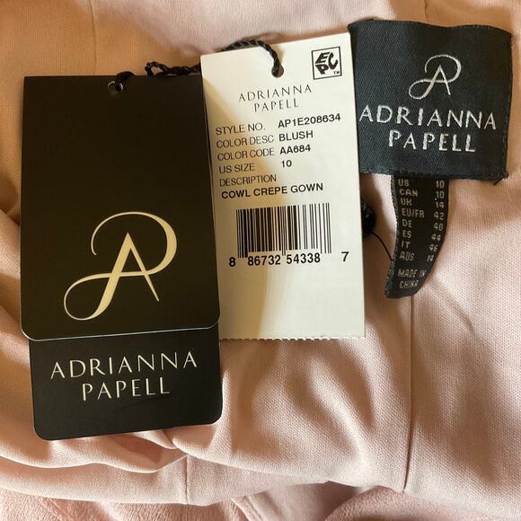 Adrianna Papell Backless Evening Gown Pink Size 10 Sleeveless Cowl Neck A-Line - Picture 9 of 12